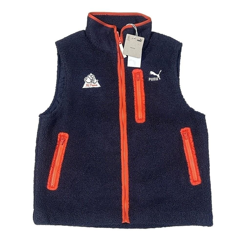 Puma The Neverworn II Sherpa Full Zip Vest Navy Blue Mens Sz M (623014-16)